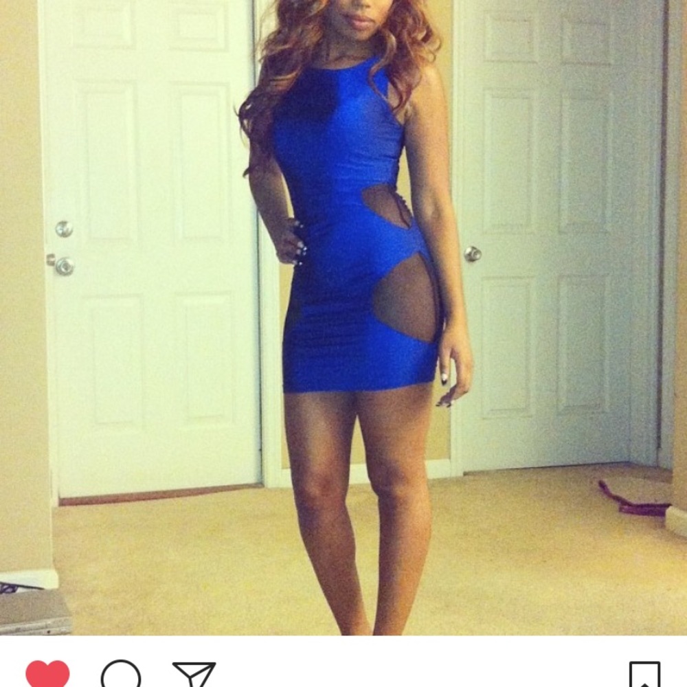 Blue Spandex & Mesh Dress